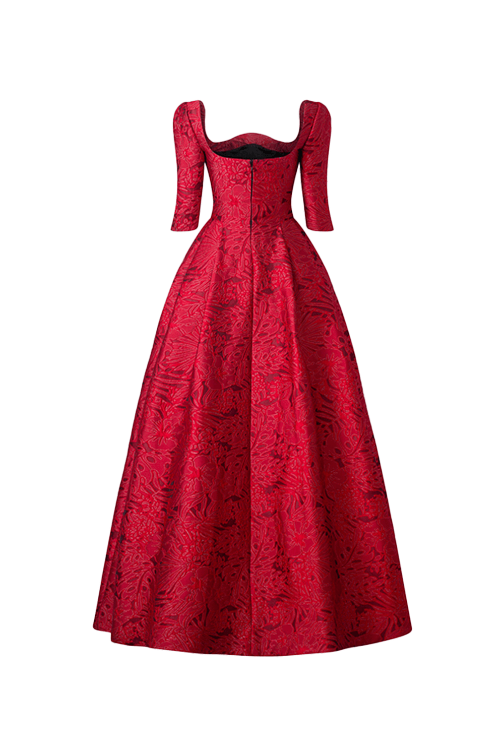 Long Sleeve Curved Neckline Full Dress